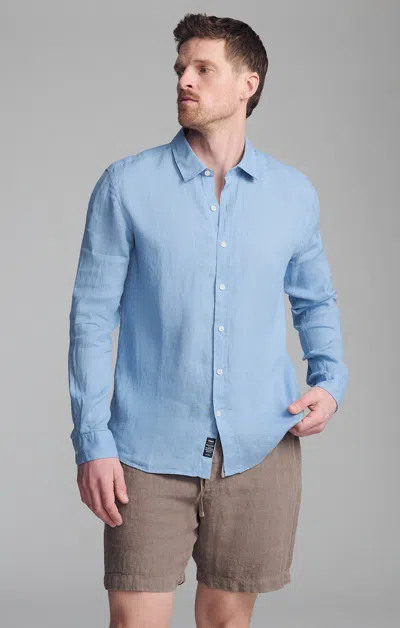 MAVI LINEN LONG SLEEVE BUTTON-UP SHIRT IN FADED DENIM
