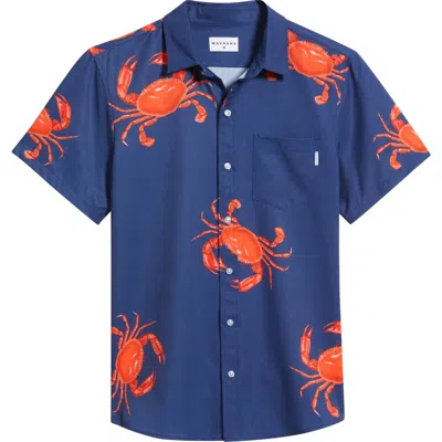 MAVRANS MAVRANS CRAB WEEKEND SHORT SLEEVE PERFORMANCE BUTTON-UP SHIRT