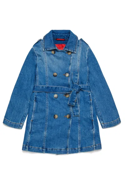 MAX & CO MEDIUM BLUE SHADED DENIM TRENCH COAT