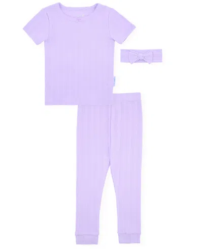 MAX & OLIVIA BABY AND TODDLER GIRLS 3-PIECE POINTELLE PAJAMA WITH HEADBAND SET