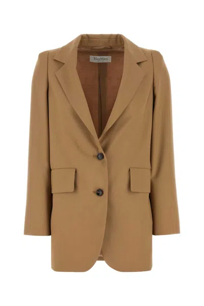 MAX MARA MAX MARA CAMEL WOOL BLEND KITTEN BLAZER