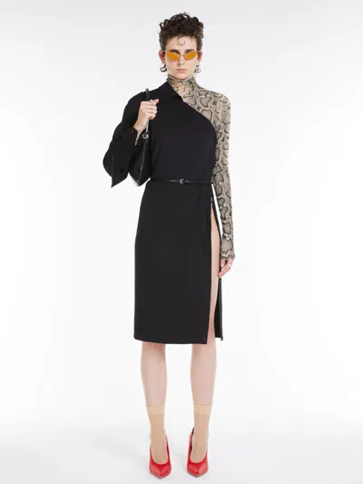 MAX MARA ASYMMETRICAL STRETCH SILK DRESS