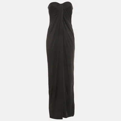 MAX MARA BLACK JERSEY STRAPLESS MAXI DRESS M