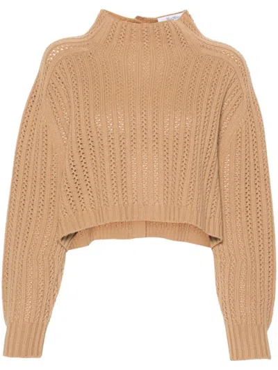 MAX MARA WOMEN BROWN WOOL AND CASHMERE BLEND SWEATER, M LUXURY SWEATERS & KNITWEAR FOR WOMEN DARVEYS