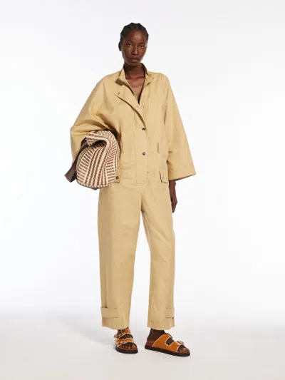 MAX MARA COTTON AND LINEN BASKETWEAVE JUMPSUIT