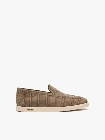 MAX MARA CROCODILE-EMBOSSED LEATHER LOAFERS