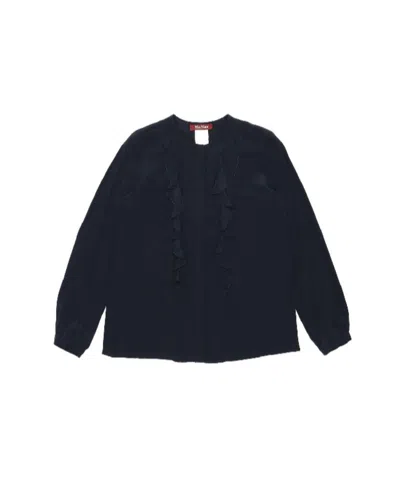 MAX MARA DARK BLUE RUFFLED TOP