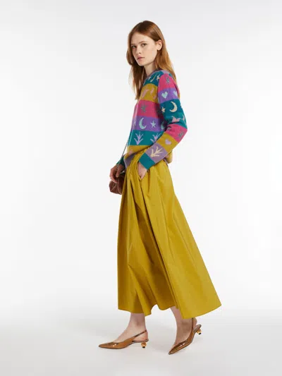 MAX MARA FLARED COTTON-BLEND TAFFETA SKIRT