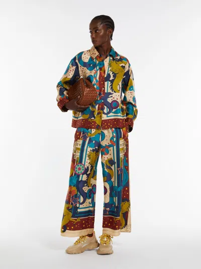 MAX MARA FLUID PRINTED SILK TROUSERS