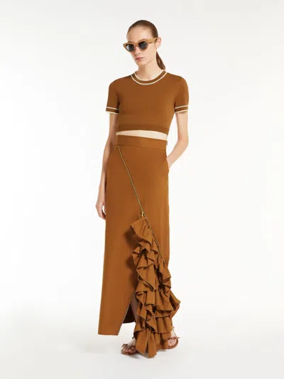 MAX MARA GABARDINE SKIRT WITH RUFFLES