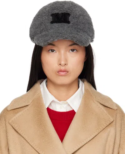 MAX MARA GRAY TEDDY MÉLANGE FABRIC CAP