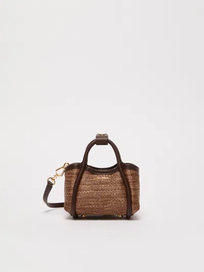 MAX MARA JACQUARD RAFFIA-EFFECT FABRIC MINI MARINE BAG