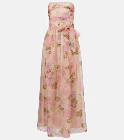 MAX MARA LISETTA FLORAL SILK ORGANZA BUSTIER GOWN