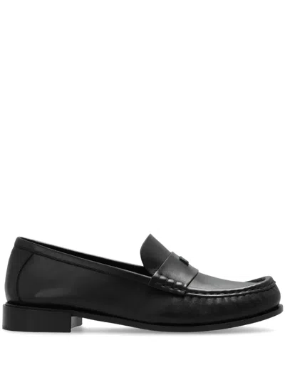 MAX MARA LOGO-APPLIQUÉ LEATHER LOAFERS