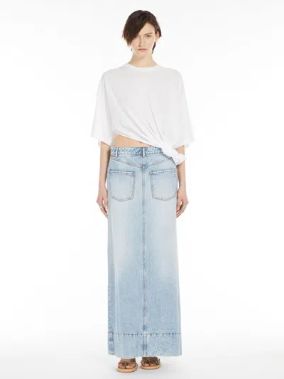 MAX MARA LONG SKIRT IN WORN DENIM