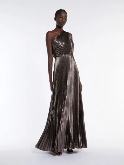 MAX MARA ONE-SHOULDER DRESS IN LAMÉ SILK