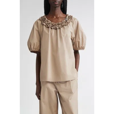MAX MARA MAX MARA ORIANA RUFFLE NECK COTTON TOP