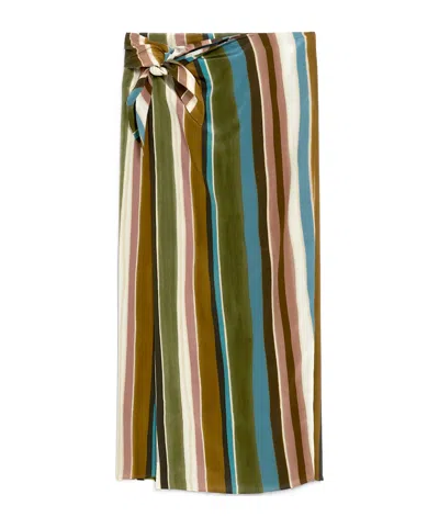 MAX MARA PATTERNED CREPE DE CHINE PAREO SKIRT