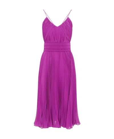 MAX MARA PLEATED BELTED MIDI DRESS