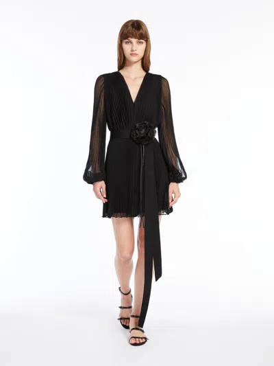MAX MARA PLEATED CHIFFON MINI DRESS