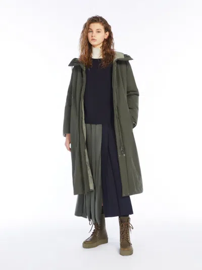 MAX MARA PLEATED WOOL AND SATIN SKIRT