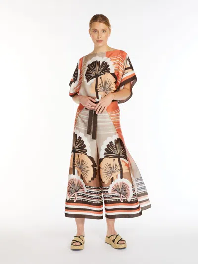MAX MARA PRINTED SATIN PAREO TROUSERS