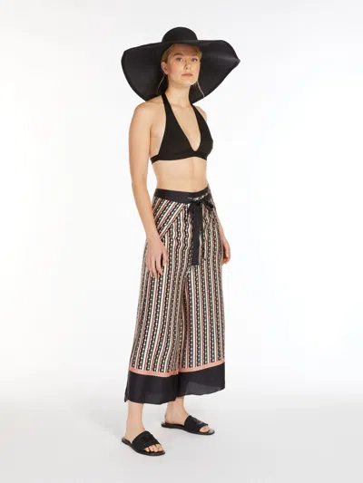 MAX MARA PRINTED SATIN PAREO TROUSERS