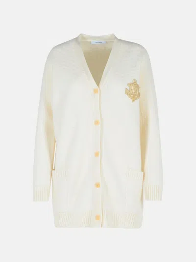 MAX MARA 'RAVELLO' WHITE WOOL BLEND CARDIGAN