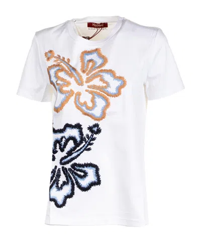 MAX MARA MAX MARA STUDIO FLORAL EMBROIDERED CREWNECK T-SHIRT