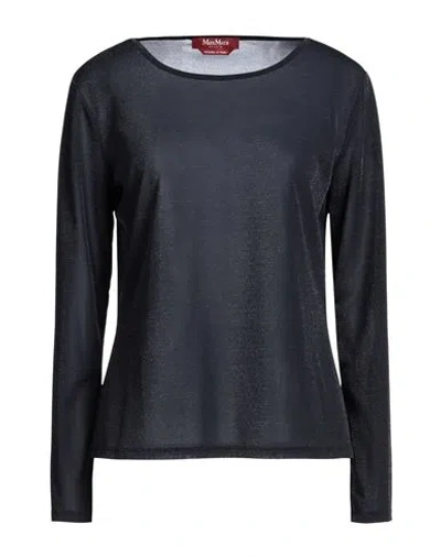 MAX MARA MAX MARA STUDIO WOMAN TOP MIDNIGHT BLUE SIZE L ACETATE, POLYAMIDE, METALLIC FIBER