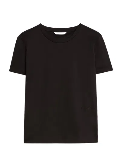MAX MARA TONE ON TONE EMBROIDERED LOGO COTTON T-SHIRT