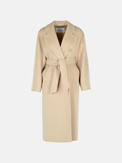 MAX MARA 'TICINO' BEIGE VIRGIN WOOL BLEND COAT