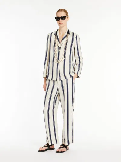 MAX MARA WIDE-FIT LINEN AND COTTON TROUSERS