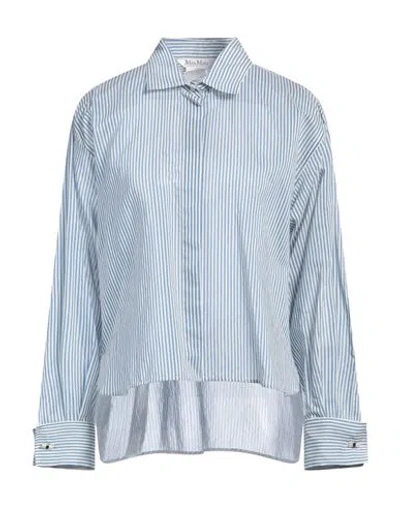 MAX MARA MAX MARA WOMAN SHIRT SLATE BLUE SIZE 10 COTTON, SILK