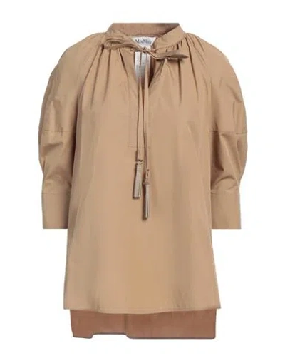 MAX MARA MAX MARA WOMAN TOP CAMEL SIZE 6 COTTON