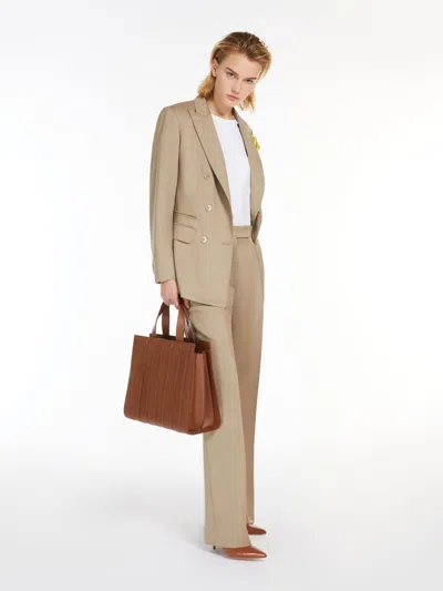 MAX MARA WOOL TWILL WIDE-LEG TROUSERS
