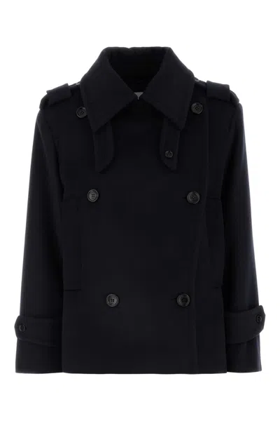 MAX MARA MAX MARA DARK BLUE WOOL BLEND LAVENO COAT
