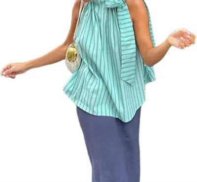 MAYAH OVERSEAS SLEEVELESS, STRIPE TIE UP STYLE TOP IN GREEN