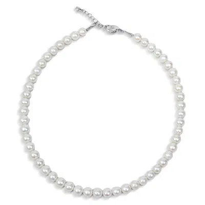 MAYFAIR PEARLS WOMEN'S WHITE / SILVER MAYFAIR PEARLS CLASSIC PEARL CHOKER NECKLACE