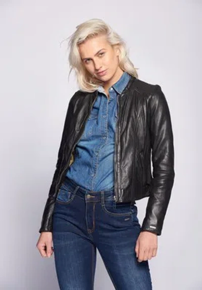 MAZE MAZE LEDERJACKE SMARAGD ECHTLEDER LAMMLEDER POLYESTER SCHWARZ WINE NAVY XS-3XL