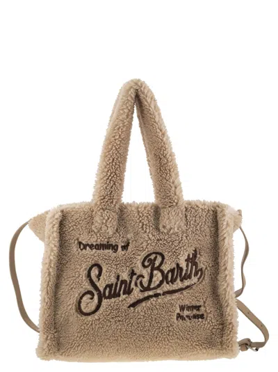 MC2 SAINT BARTH SMALL SOFT SHERPA BAG WITH SAINT BARTH LOGO AND SHOULDER STRAP