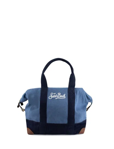 MC2 SAINT BARTH MC2 SAINT BARTH STRIPED TRAVEL BAG WITH LEATHER ACCENTS