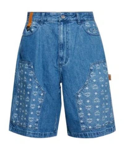 MCM DENIM SHORTS WITH MONOGRAM