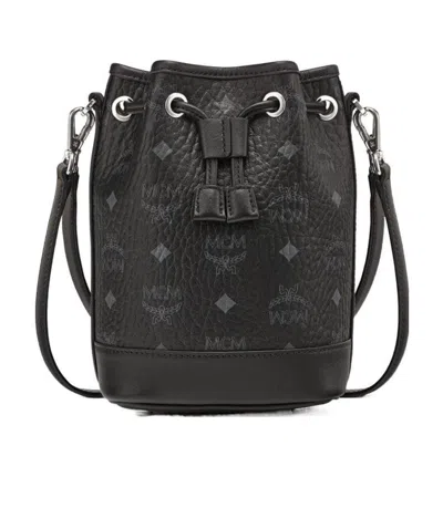 MCM MCM ALLOVER DESSAU MONOGRAM PRINT DRAWSTRING MINI BUCKET BAG