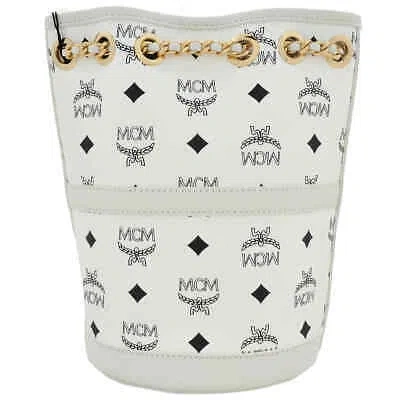 MCM MCM LADIES BAREN CHAIN BACKPACK IN VISETOS - WHITE MWKDATA01WT001