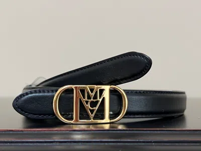 MCM MCM MODE MENA BLACK REVERSIBLE LEATHER BELT 24K SH GOLD 100 / L
