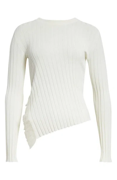 ALEXANDER MCQUEEN MCQUEEN ASYMMETRIC RUFFLE DETAIL RIB SWEATER