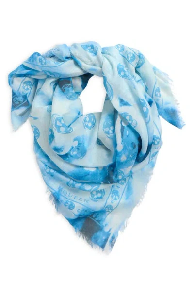 ALEXANDER MCQUEEN MCQUEEN CLASSIC SKULL BLEACHED FOULARD SCARF