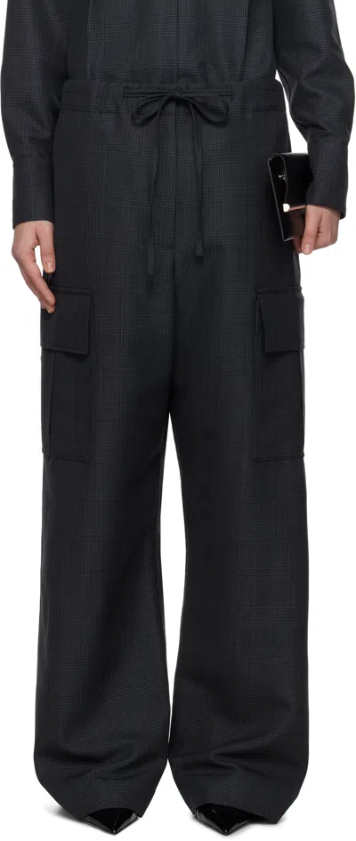 ALEXANDER MCQUEEN GRAY PRINCE OF WALES CARGO TROUSERS