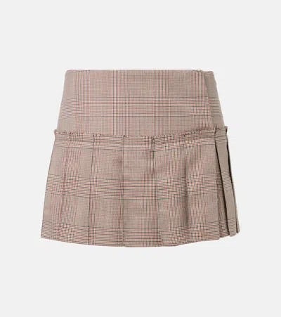 ALEXANDER MCQUEEN HERITAGE CHECK PLEATED WOOL MINISKIRT
